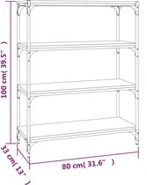 vidaXL - Boekenkast - 80x33x100 - cm - bewerkt - hout - en - staal - gerookt - eiken