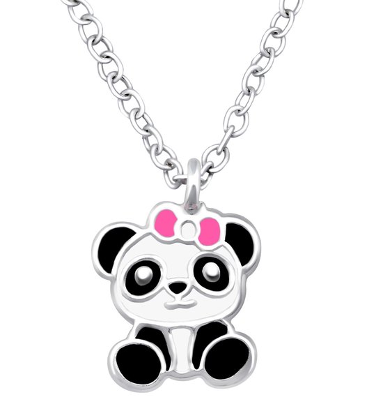Joy|S - Zilveren panda hanger met ketting - 39 cm + 3 cm extension