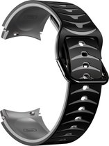 Siliconen bandje - geschikt voor Samsung Galaxy Watch 6 / Watch 6 Classic / Watch 5 / Watch 5 Pro / Watch 4 / Watch 4 Classic - zwart-grijs