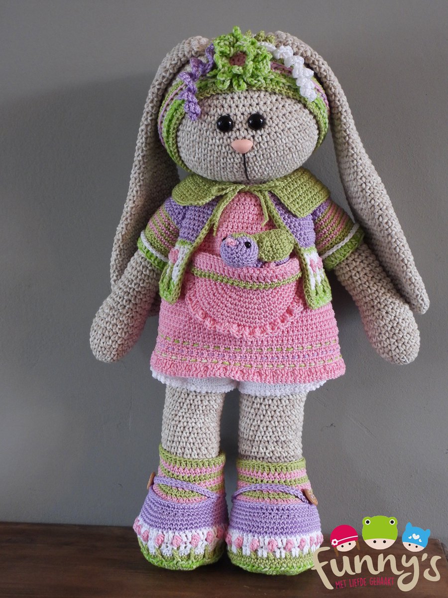 Haakpakket XXL Funny kledingset Birdy pink — afbeelding 2