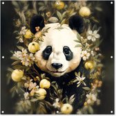 Tuindoek Panda - Pandabeer - Wilde dieren - Natuur - Bloemen - 100x100 cm