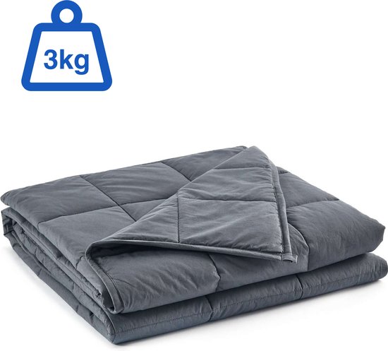 Vivid Green Verzwaringsdeken 3,2 kg Voor Kinderen- Weighted Blanket Kind - Zwaarte - Verzwaarde Deken - 4 Seizoens - Grijs