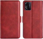 Motorola Moto E13 Hoesje - MobyDefend Luxe Wallet Book Case (Sluiting Zijkant) - Rood - GSM Hoesje - Telefoonhoesje Geschikt Voor Motorola Moto E13