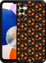 Cazy Hoesje Zwart geschikt voor Samsung Galaxy A14 4G/5G Orange Soccer Balls