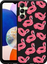 Cazy Coque Zwart compatible avec Samsung Galaxy A14 4G/5G Gonflable Flamants Roses