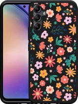 Cazy Hoesje Zwart geschikt voor Samsung Galaxy A54 Always have flowers
