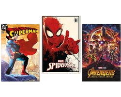 Superhelden posters - Superman - Spider Man - Marvel - poster set - 3 stuks - Aanbieding - 61 x 91.5 cm