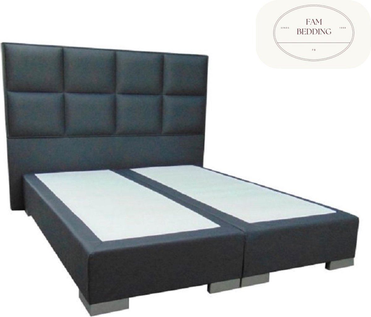 FAM BEDDING Boxspring Taha Zonder matras Antraciet 140x200