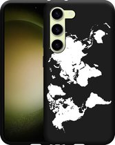 Cazy Hoesje Zwart geschikt voor Samsung Galaxy S23 World Map