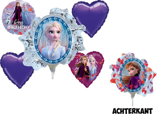 Amscan – Disney Frozen – Ballon set – 5-Delig - Happy Birthday – Helium ballon – Folieballon – Versiering - Kinderfeest.