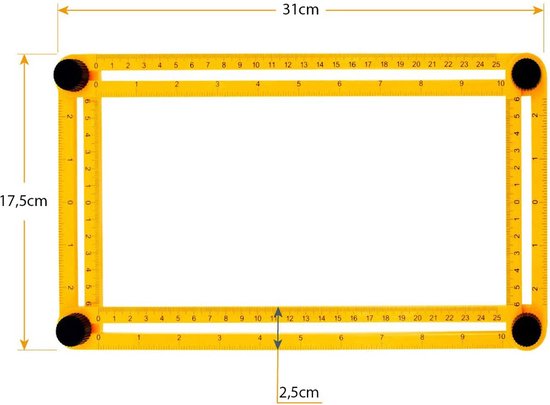 Outil de mesure d'angle et règle multi-angle - Plastique - Jaune - Règle  pliante - Règle | bol