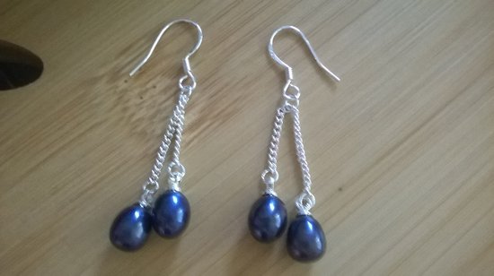 Boucles d'oreilles pierres gemmes-argent-pierre naturelle 3 cm argent 925-2 perles 05 cm blanc rouge, bleu ou noir 2g