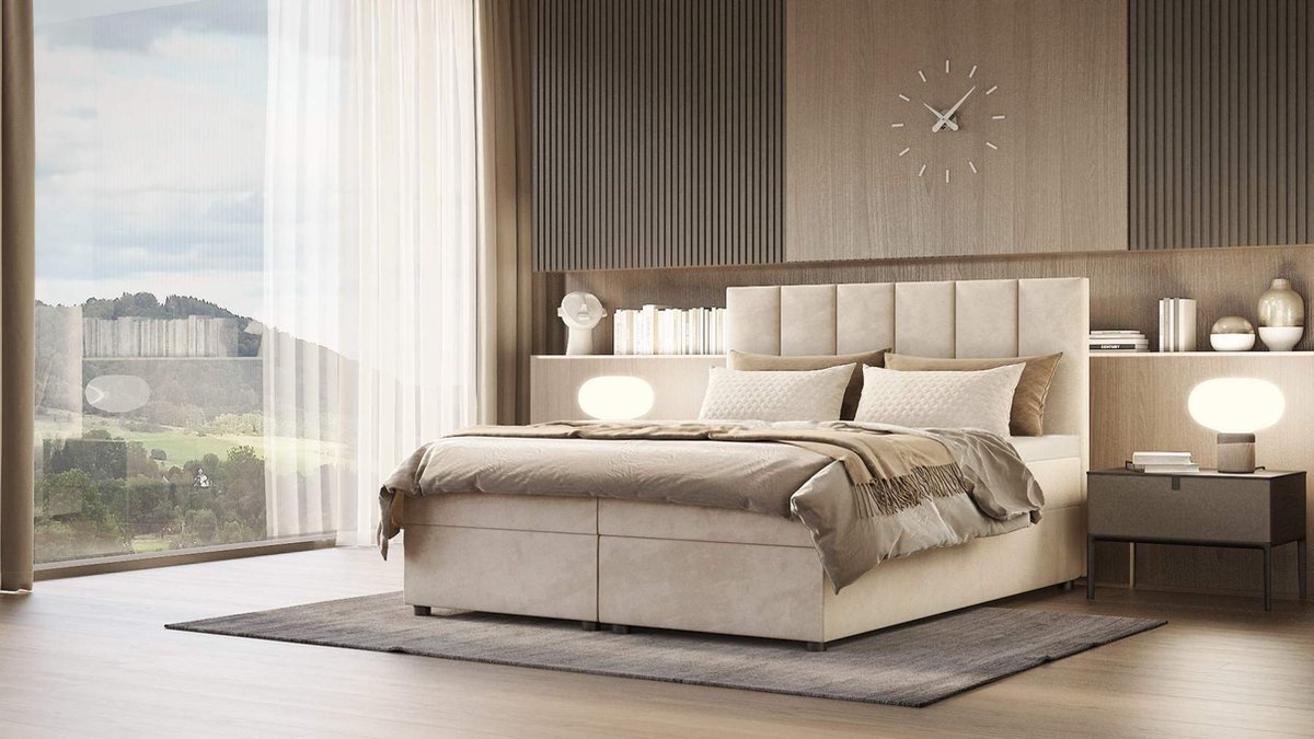 boxspring venus- 140x200cm- roze velvet- compleet bed met opbergruimte- inclusief comfortschuim topper 4cm-