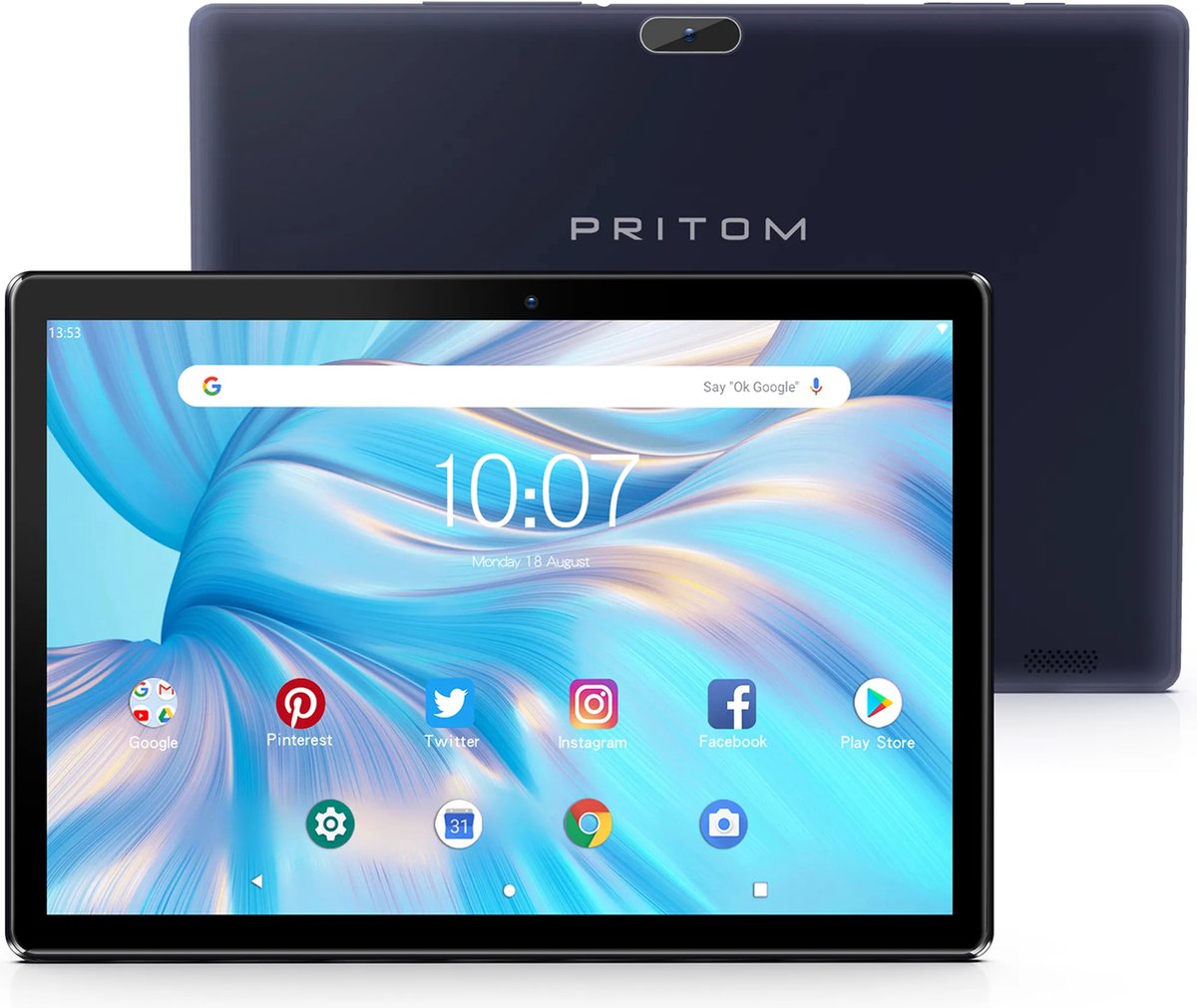 PRITOM M10 10 Zoll Android Tablet PC 32GB ROM Android 10 Quad Core HD IPS-Beeldscherm WiFi GPS Tablets