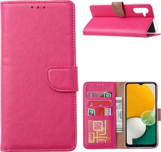 Hoesje Geschikt Voor Samsung Galaxy A24 hoesje bookcase portemonnee Met 2x screenprotector / Beschermglas - Pink