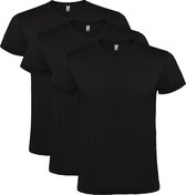 Lot de 3 T-shirts Roly 100 % coton, jersey simple, 150 g/m² Col rond Zwart Taille M