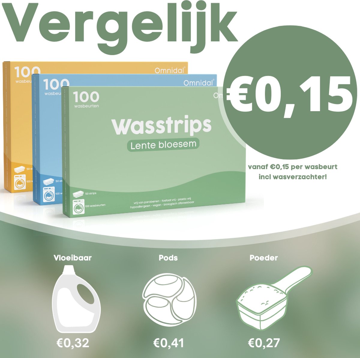 VOORDEELVERPAKKING Milieuvriendelijke Wasmiddeldoekjes 300 Wasbeurten Wasstrips