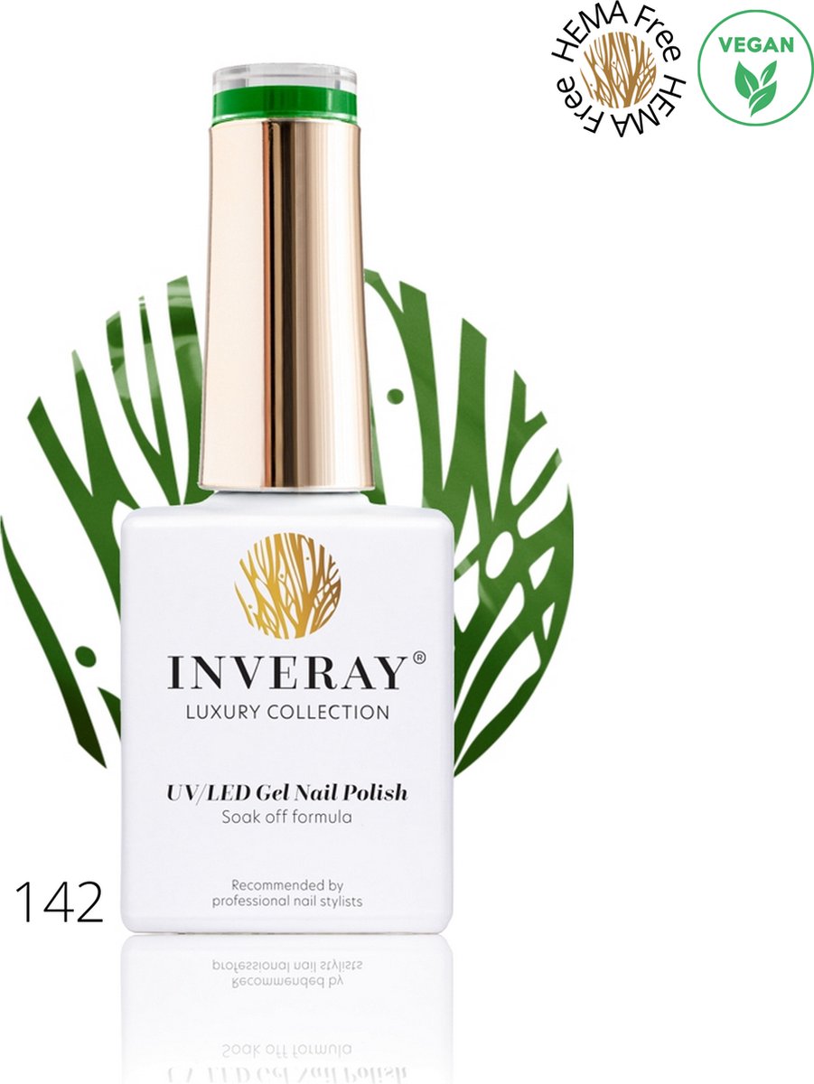 Inveray Gellak - - UV/Led - Gel Polish Nr. 142 - Rainy Leaf - Professionele Gelpolish ook voor thuis - HEMA 12 vrij Vegan - Kleur Groen - Nagellak - Nagels -Manicure - Nagelstylist