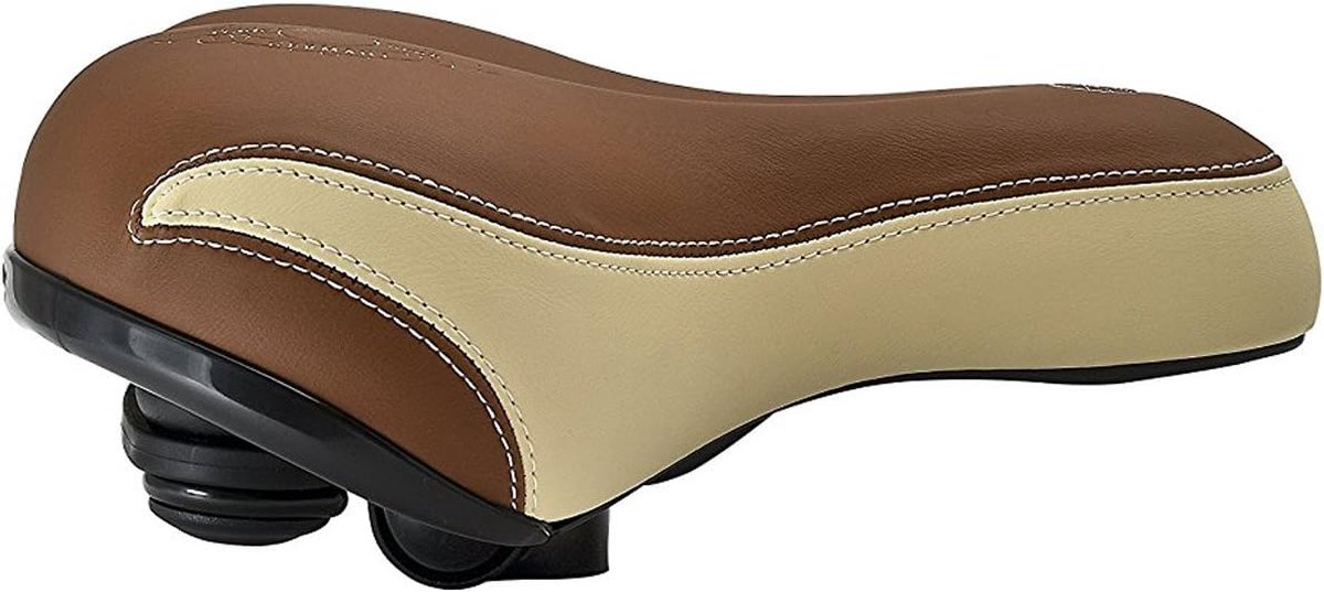 MaxEarn Fietszadel voor heren en dames, breed, zacht, retro fietszadel, comfortabel fietszadel met schokbestendige veerklem (zwart