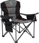 Oversized camping klapstoel Hoogwaardige campingstoel opvouwbaar met koeltasondersteuning 450 lbs stalen frame opvouwbare gewatteerde stoel (zwart)