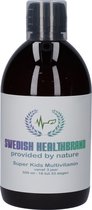 Swedish Healthbrand SUPER KIDS Multivitaminen ( van 3 tot 12 jaar ) vloeibare vitamine ( NON-GMO ) voor 16 tot 33 dagen inclusief maatbeker voor inname, rijk aan bouwstoffen vegan, glutenvrij, gistvrij, 500ml inhoud dagelijkse inname 15ml tot 30ml
