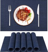Placemats Sets 6, afveegbare placemats, antislip, hittebestendige tafelmatten, onderzetter voor eettafel (marineblauw)