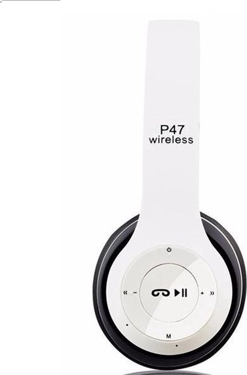 Bluetooth Headset/ Wireless Headphone P47 5.0 + EDR TF card/FM Stereo Radio MP3 player kleur Wit