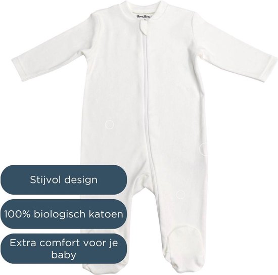 BonBini´s baby boxpakje - playsuit - White & Wonderfull - maat 62 - 100% organisch katoen - premium kwaliteit