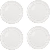 HAES DECO - Dinerborden set van 4 - Formaat Ø 27x2 cm - Kleur Wit - Bedrukt Dolomiet - Collectie: Plain - Servies, grote borden
