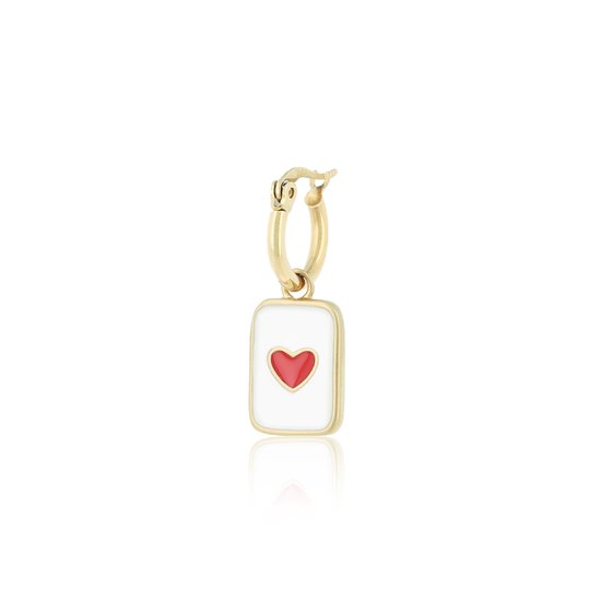 OOZOO Jewellery - Goudkleurig/rode oorring met een hart plaatje - SE-3013