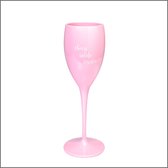 Verre à champagne incassable - avec texte et sous-verres - rose / rose - Cheers - Salute