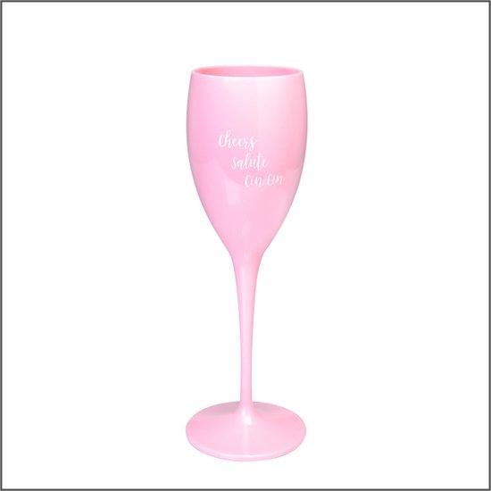 Verre à champagne incassable - avec texte et sous-verres - rose / rose -  Cheers - Salute | bol.com