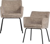 WOOOD Kam Eetkamerstoelen - Polyester - Zand - Set van 2