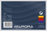Fiche AURORA 150 x 100 mm ligné 6 mm avec en-tête rouge 190 g/m² - 120 feuilles - Assortiment : 6 couleurs