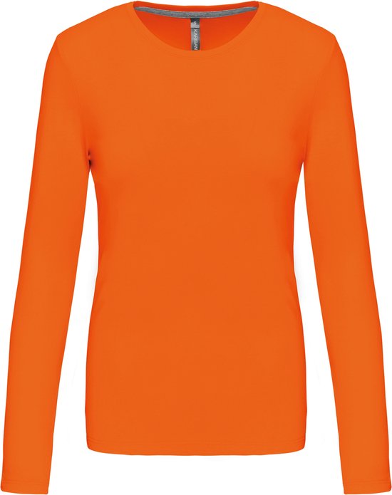 Damesshirt met lange mouwen en ronde hals Orange - XL