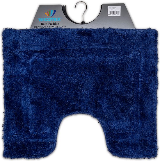 Wicotex - Toiletmat Blauw - Antislip onderkant - WC mat met uitsparing - Afmeting 50x60cm