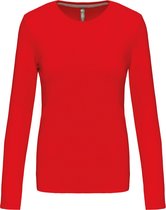 Damesshirt met lange mouwen en ronde hals Red - XL