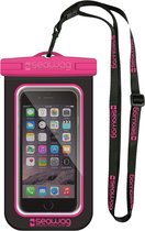 Zwarte/roze waterproof hoes voor smartphone/mobiele telefoon - Met polsband - Telefoonhoesjes waterbestendig