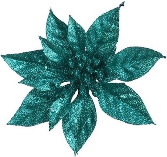 Agoer 24 stuks kerst kerstster bloemen,KerstBloemen Kunstmatige met haken,gouden glitter kunstmatige kerstster bloemen kerstboom ornamenten voor bruiloft kerst krans thuis feest decor (15 cm