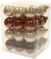 36x Kerstversiering kerstballen natuurtinten (opal natural) van glas - 6 cm - mat/glans - Kerstboomversiering