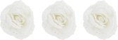 6x stuks decoratie bloemen roos wit glitter op clip 18 cm - Decoratiebloemen/kerstboomversiering/kerstversiering