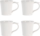 HAES DECO - Mokken set van 4 - formaat 13x9x10 cm / 250 ml - kleuren Wit - Bedrukt Dolomiet - Collectie: Plain - Mokkenset, Koffiemok, Koffiebeker