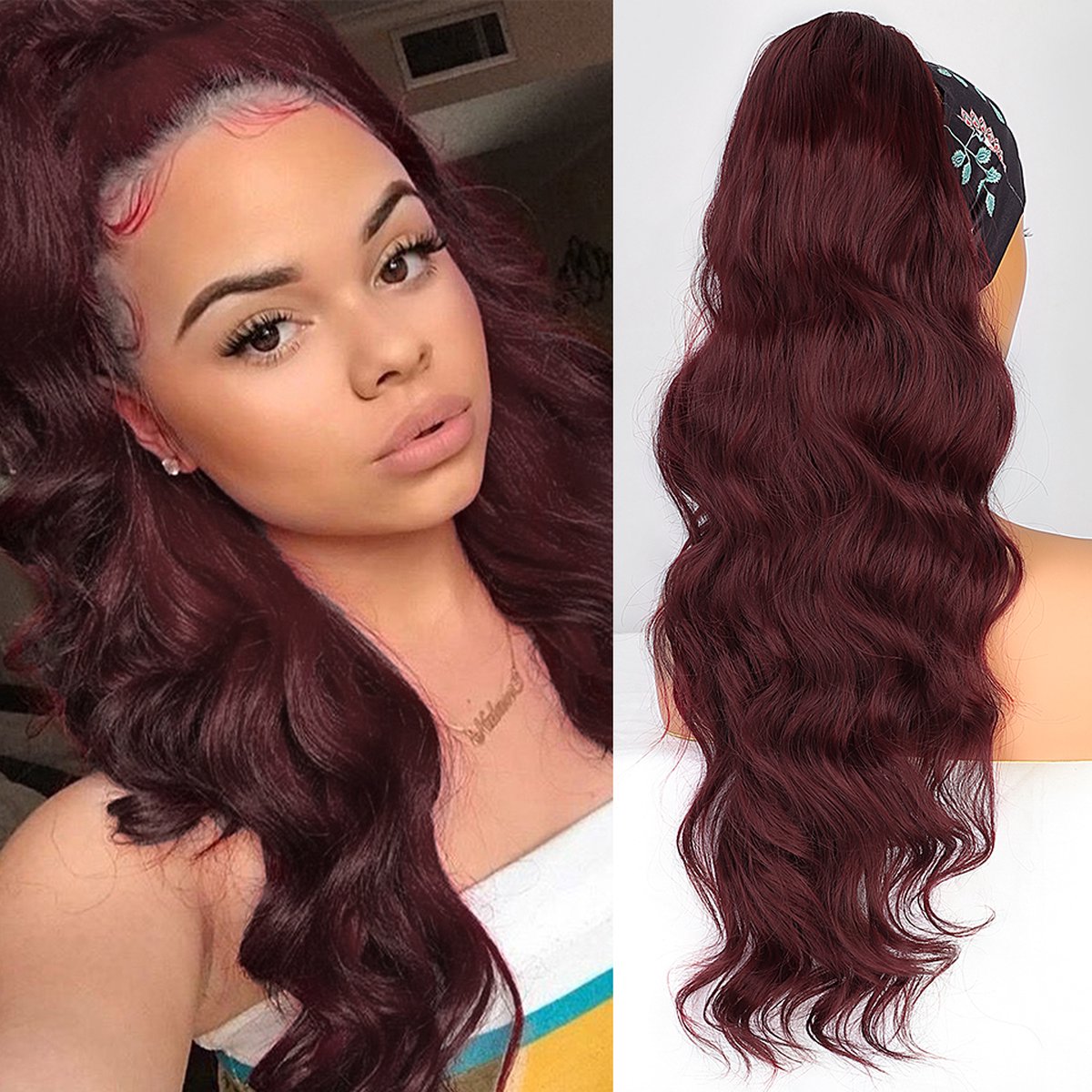 Miss Ponytails - Bodywave ponytail extentions - 24 inch - Bordeaux 4-23 - Hair extentions - Haarverlenging