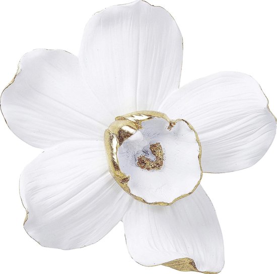 Wanddecoratie orchidee wit 25cm, wit accessoire voor aan de muur, bloemmotief wit goud, andere uitvoeringen verkrijgbaar (H/B/D) 24,5x23,8x6,7