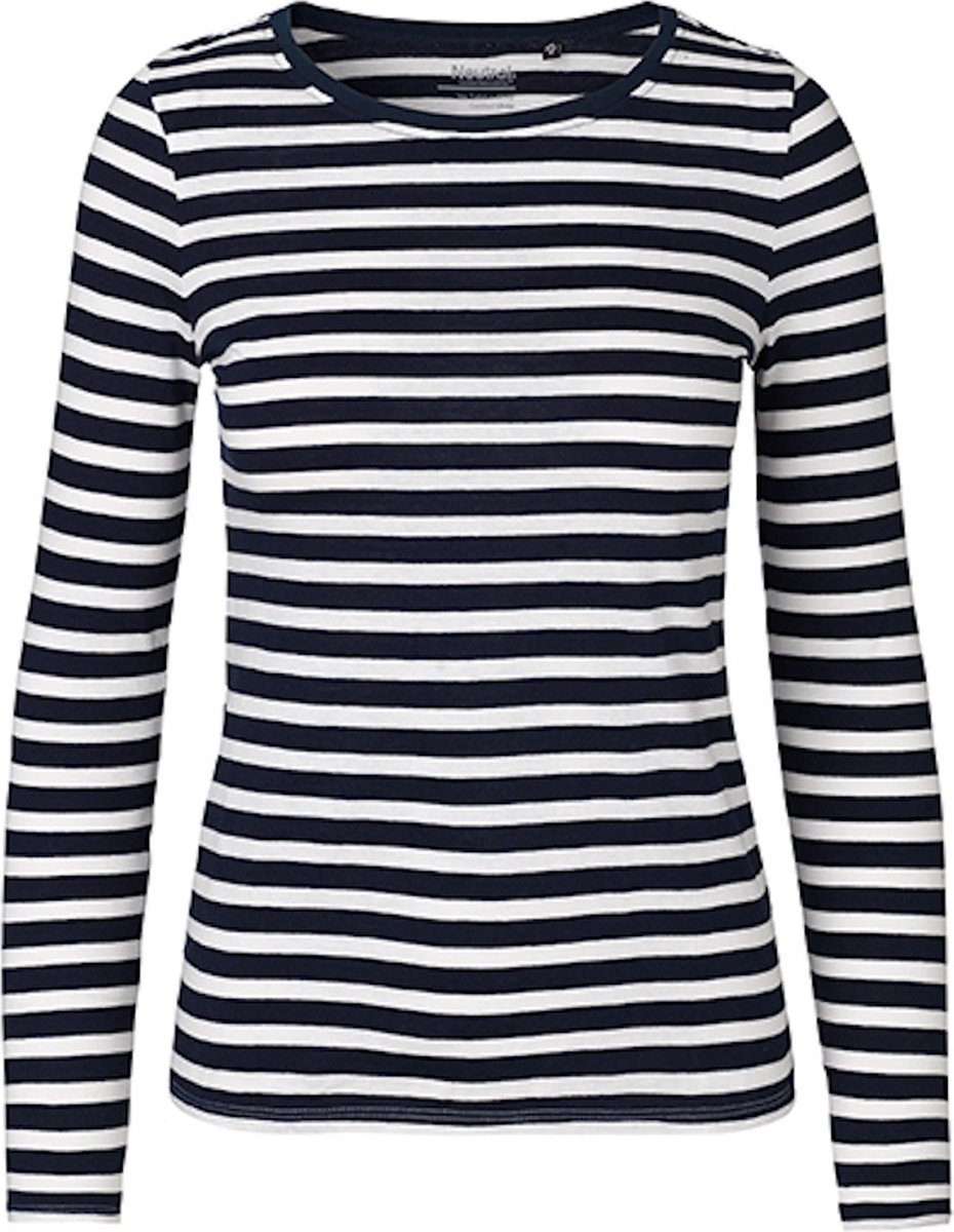 Neutral Ladies´ Long Sleeve T-Shirt NE81050 - White - Navy (Striped) - XS