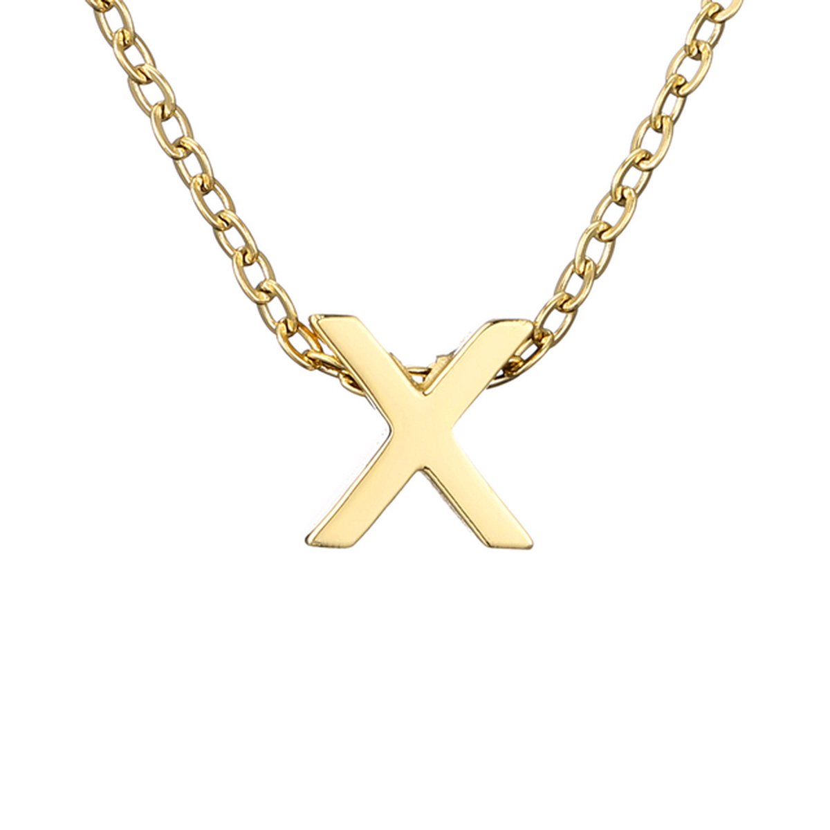 Initiaal Ketting met Letter X Goudkleurig - Naam Ketting Cadeau - Geluksketting op Kaartje - Pax Amare
