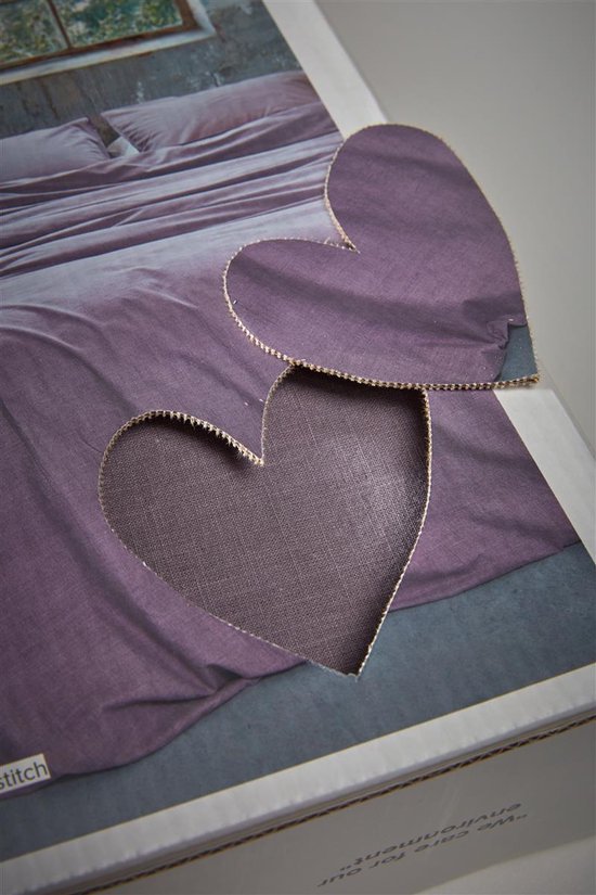 vtwonen Housse de Couette Coeurs Rayés - Vert - 240 x 200/220 cm + 2x 60 x 70 cm