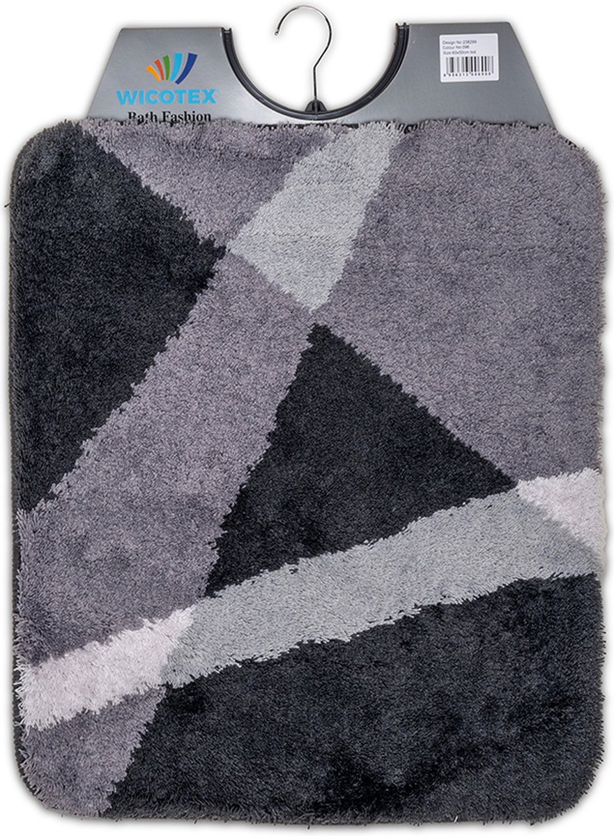 Wicotex - Bidetmat - WC mat - Toiletmat strepen Grijs - Badmat - Antislip onderkant - Afmeting 50x60cm