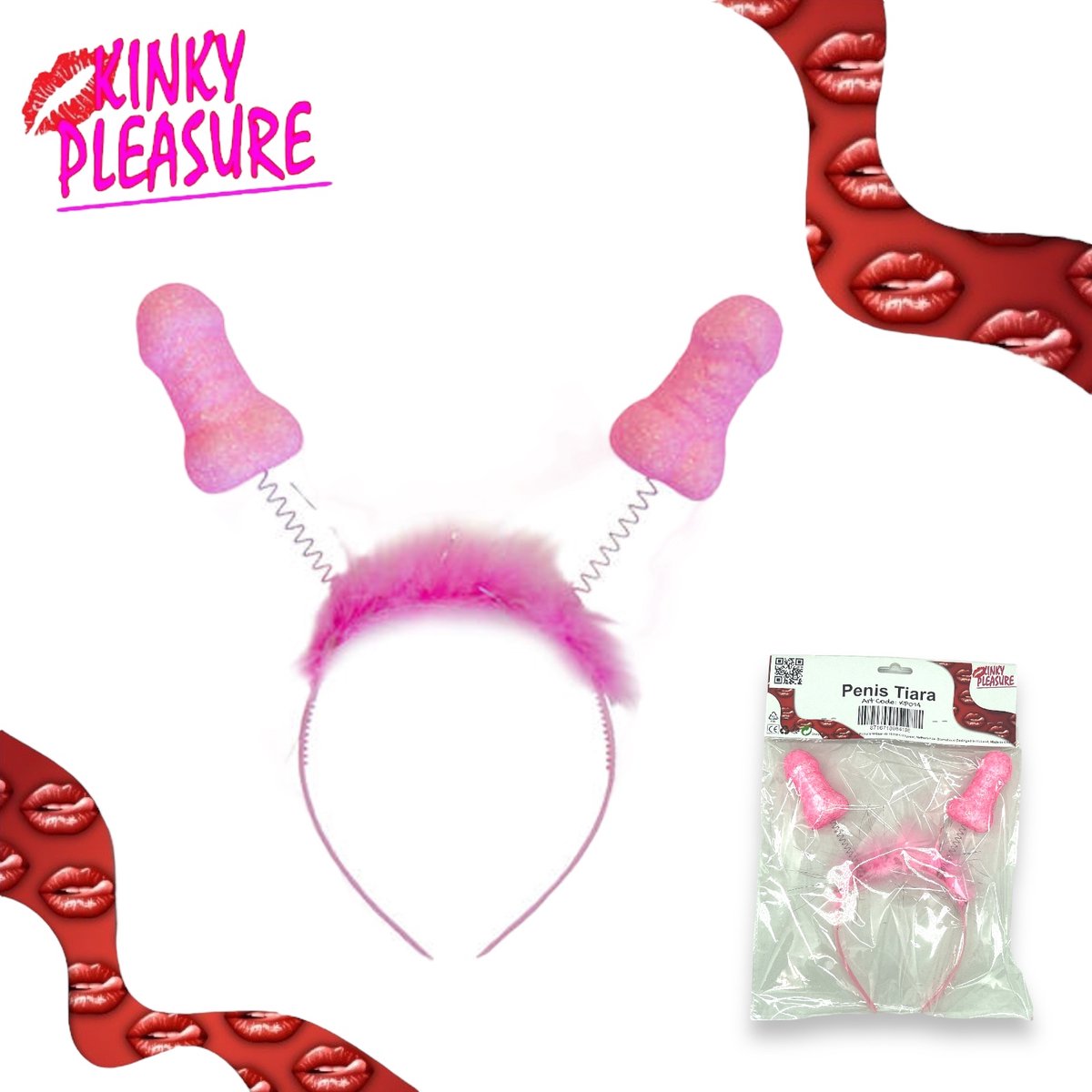 Kinky Pleasure Piemel Tiara Roze met 2 Piemels 1 Stuk