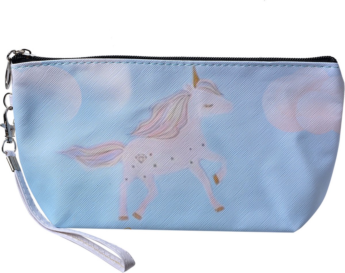 Juleeze Toilettas Dames 23x13 cm Blauw Polyester Eenhoorn